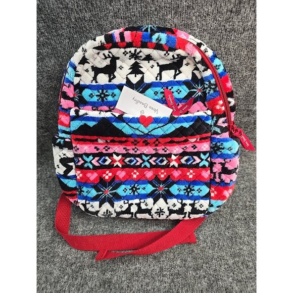 Vera Bradley Small Teddy Fleece Backpack Nordic Stripe Multi Aztec Southwest - Picture 5 of 9